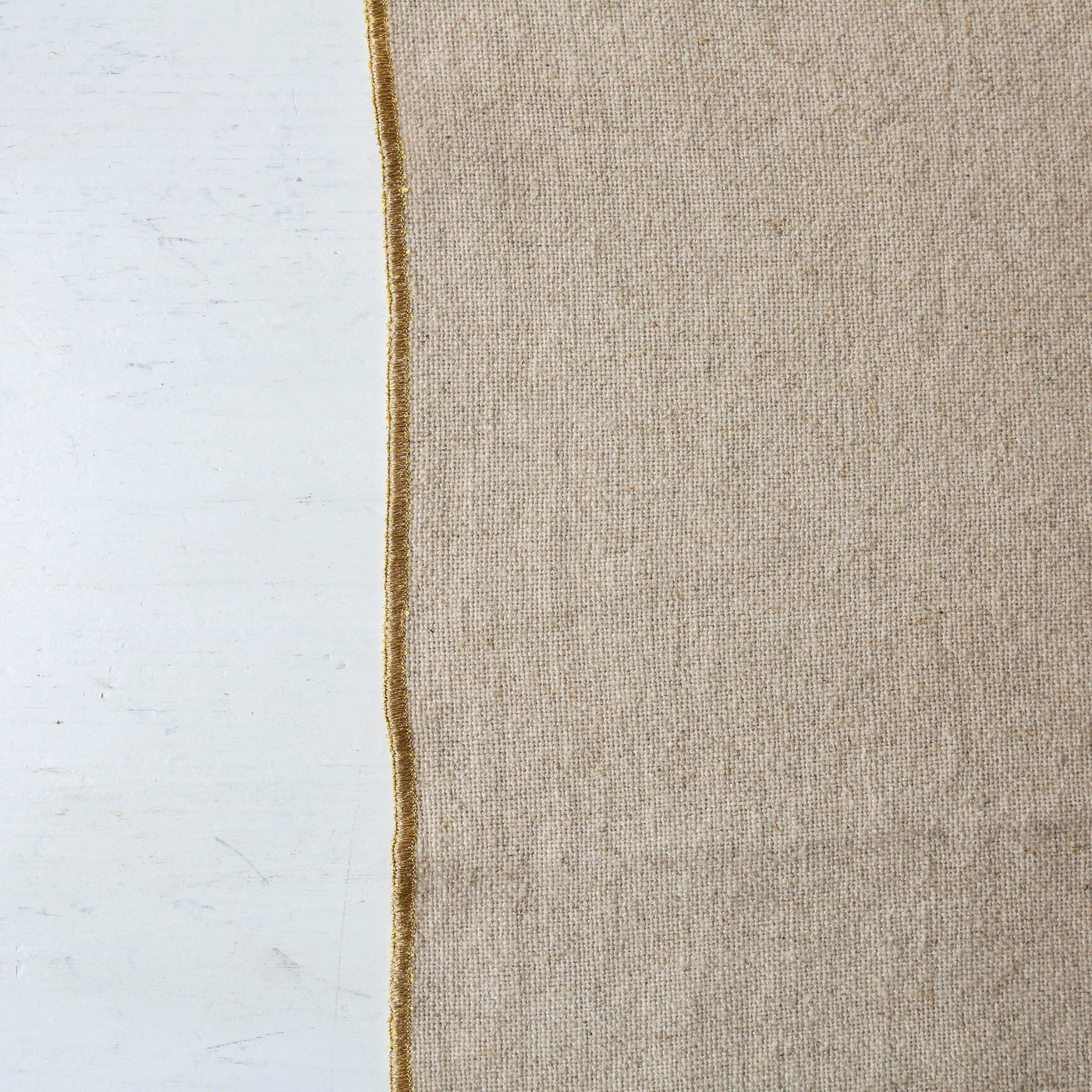 Natural & Gold Linen Cotton Table Runner - 160cm