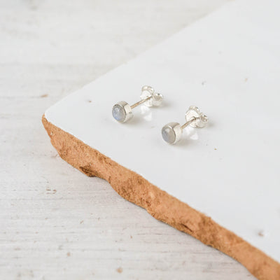 Silver Pebble Stud Earrings
