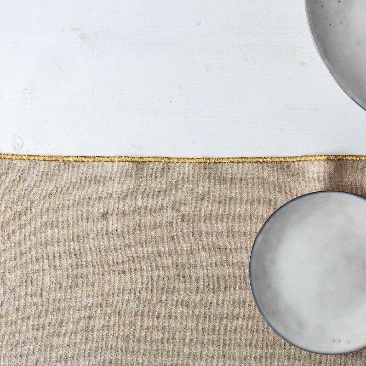 Natural & Gold Linen Cotton Table Runner - 160cm
