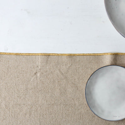 Natural & Gold Linen Cotton Table Runner - 160cm