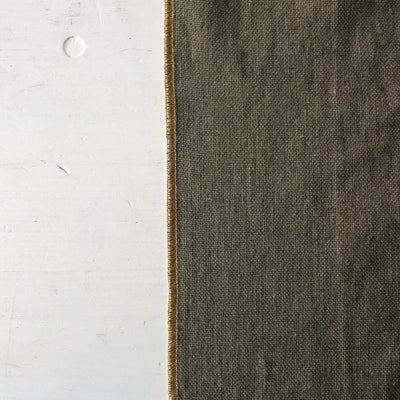 Khaki Green & Gold Linen Cotton Table Runner - 160cm