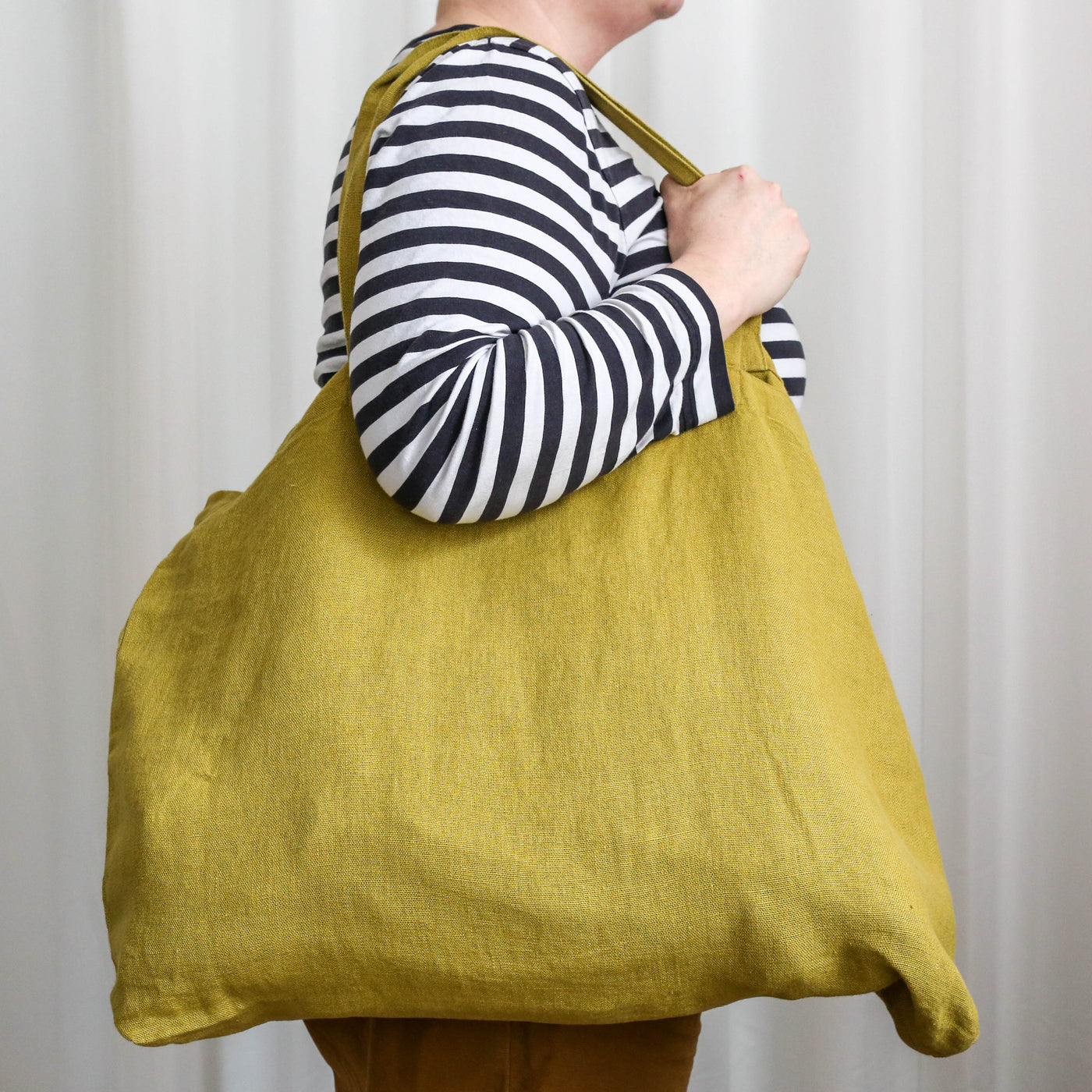 Washed Linen Sloppy Shoulder Bag - Citrus