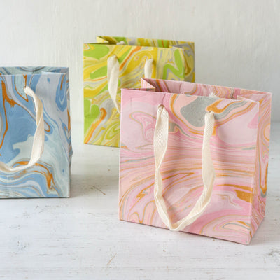 Hand Marbled Paper Gift Bag - Pastels