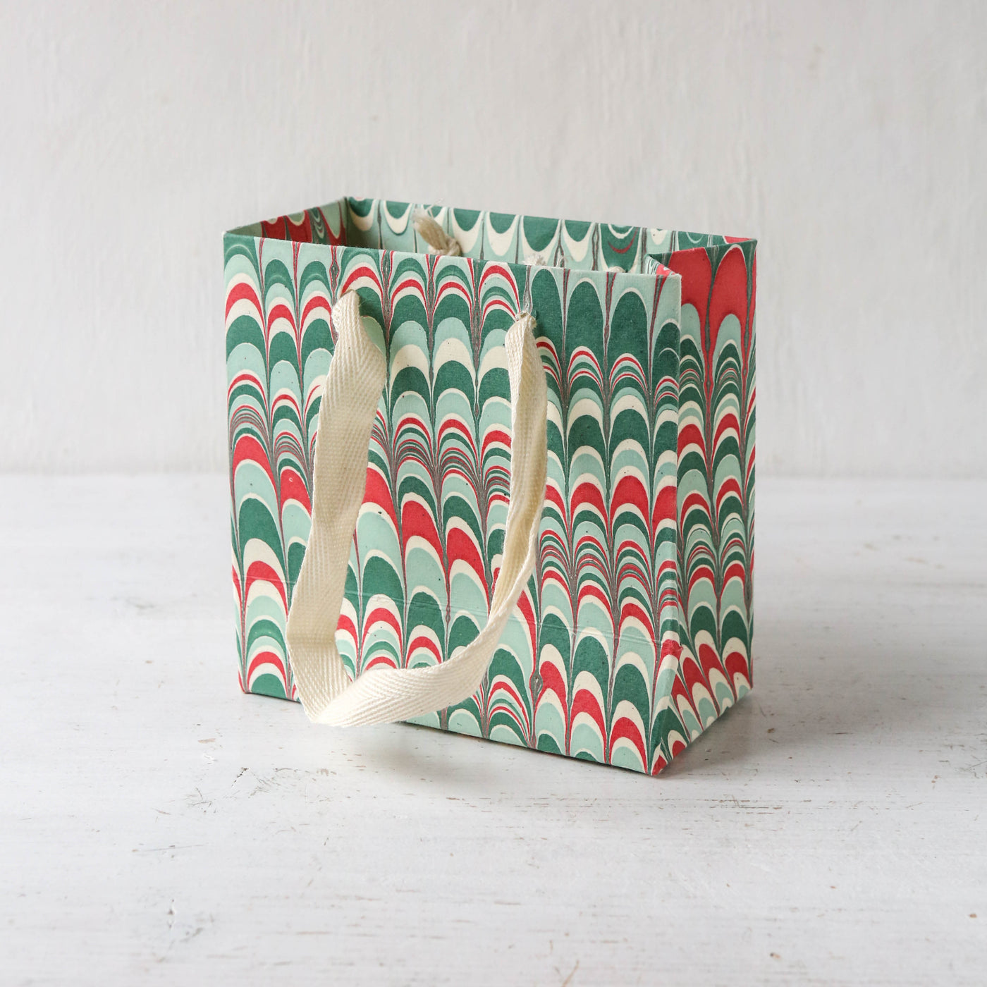 Hand Marbled Paper Gift Bag - Festive Splendour