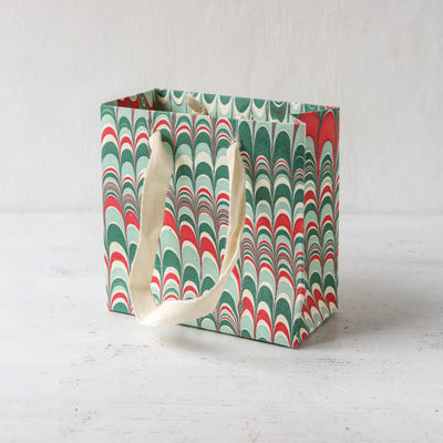Hand Marbled Paper Gift Bag - Festive Splendour