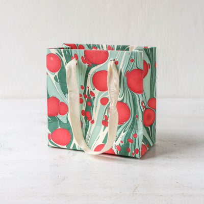Hand Marbled Paper Gift Bag - Festive Splendour