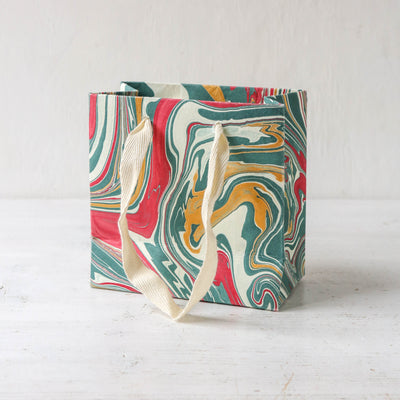 Hand Marbled Paper Gift Bag - Festive Splendour