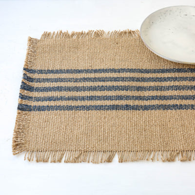 Jute Stripe Table Runner - Midnight Blue