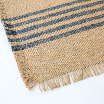 Jute Stripe Table Runner - Midnight Blue