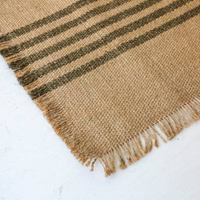 Jute Stripe Table Runner - Olive Green