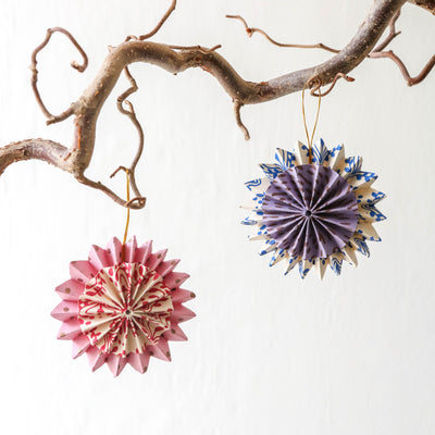 Multi Coloured Paper Pinwheel Christmas Ornaments - Pack of 2