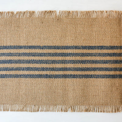 Jute Stripe Table Runner - Midnight Blue
