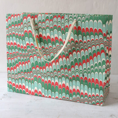 Hand Marbled Paper Gift Bag - Festive Splendour