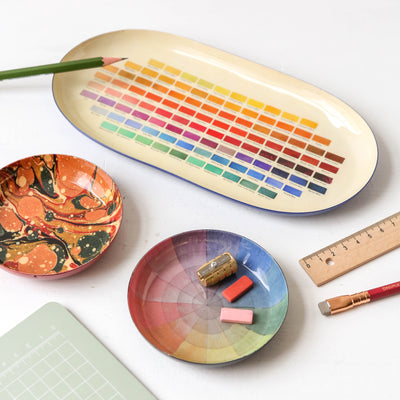 Marbled Round Enamel Tray