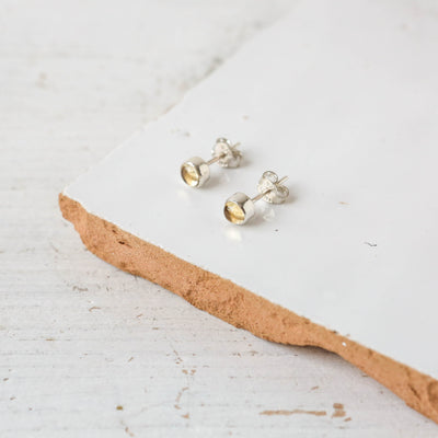 Silver Pebble Stud Earrings