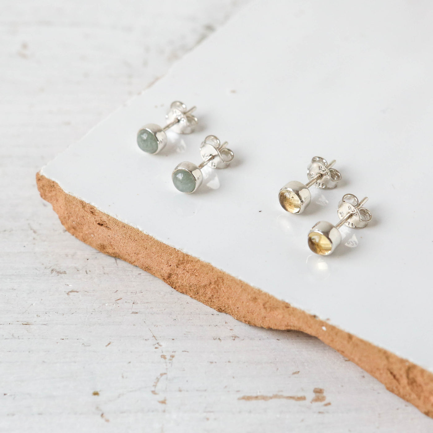Silver Pebble Stud Earrings