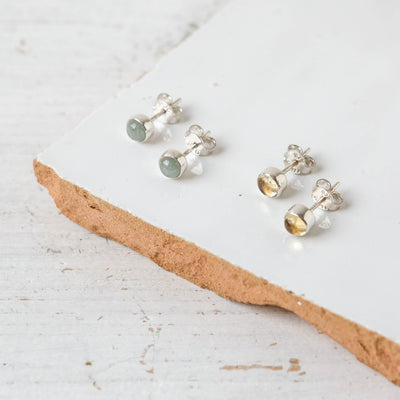 Silver Pebble Stud Earrings