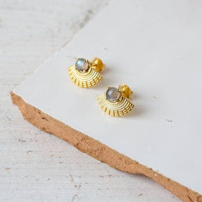 Atzi Gold & Labradorite Stud Earrings