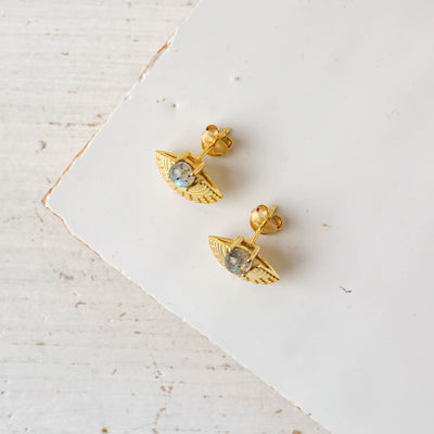 Atzi Gold & Labradorite Stud Earrings