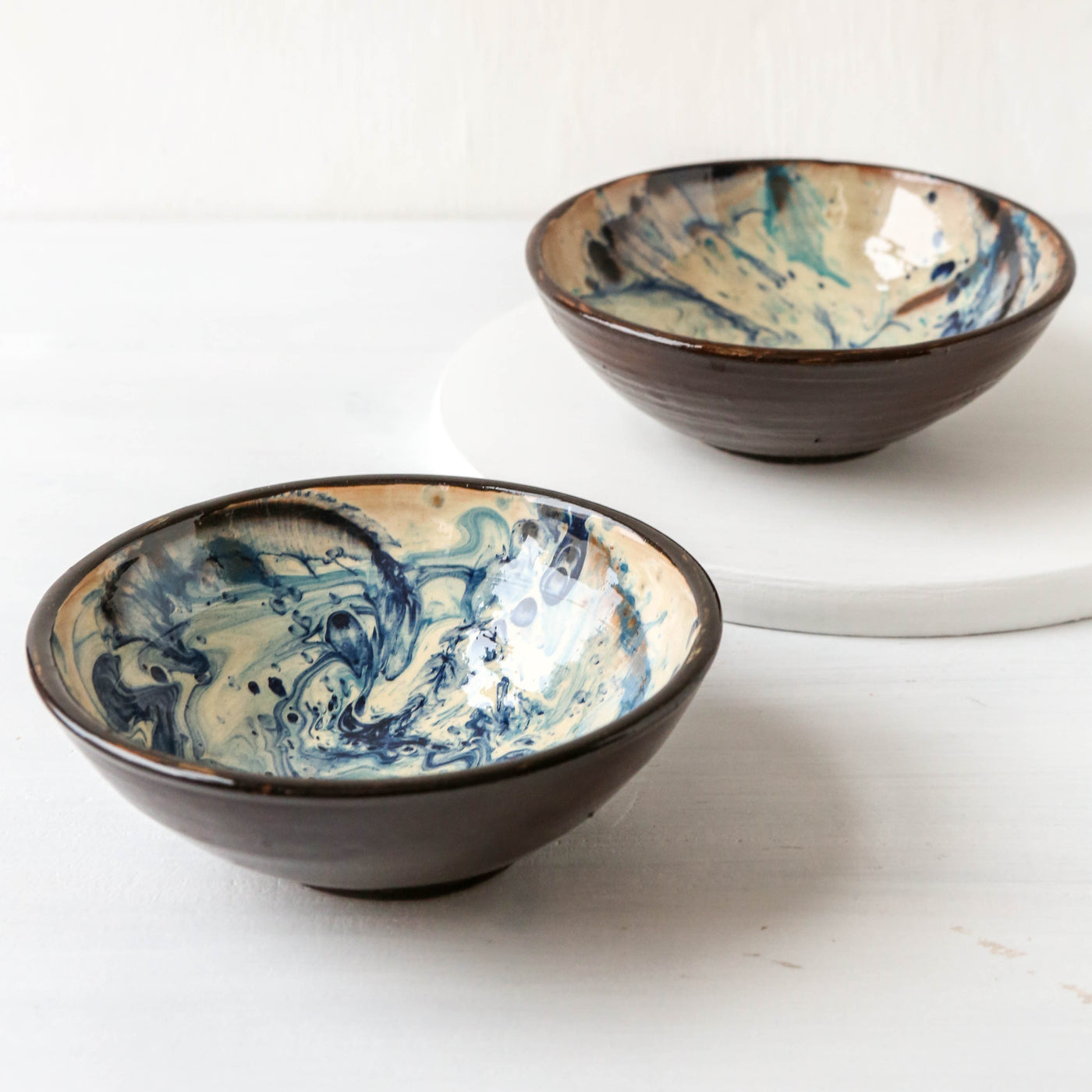 Studio Pottery Small Bowl - Blue Marble