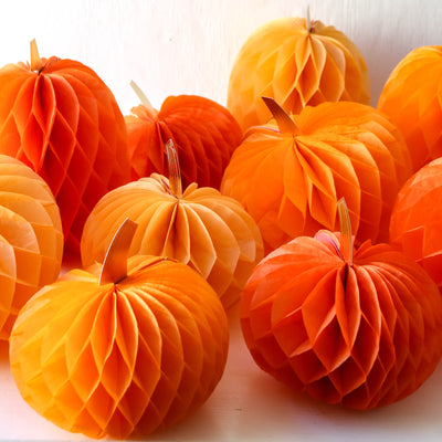 Honeycomb Pumpkins - Pack of Ten