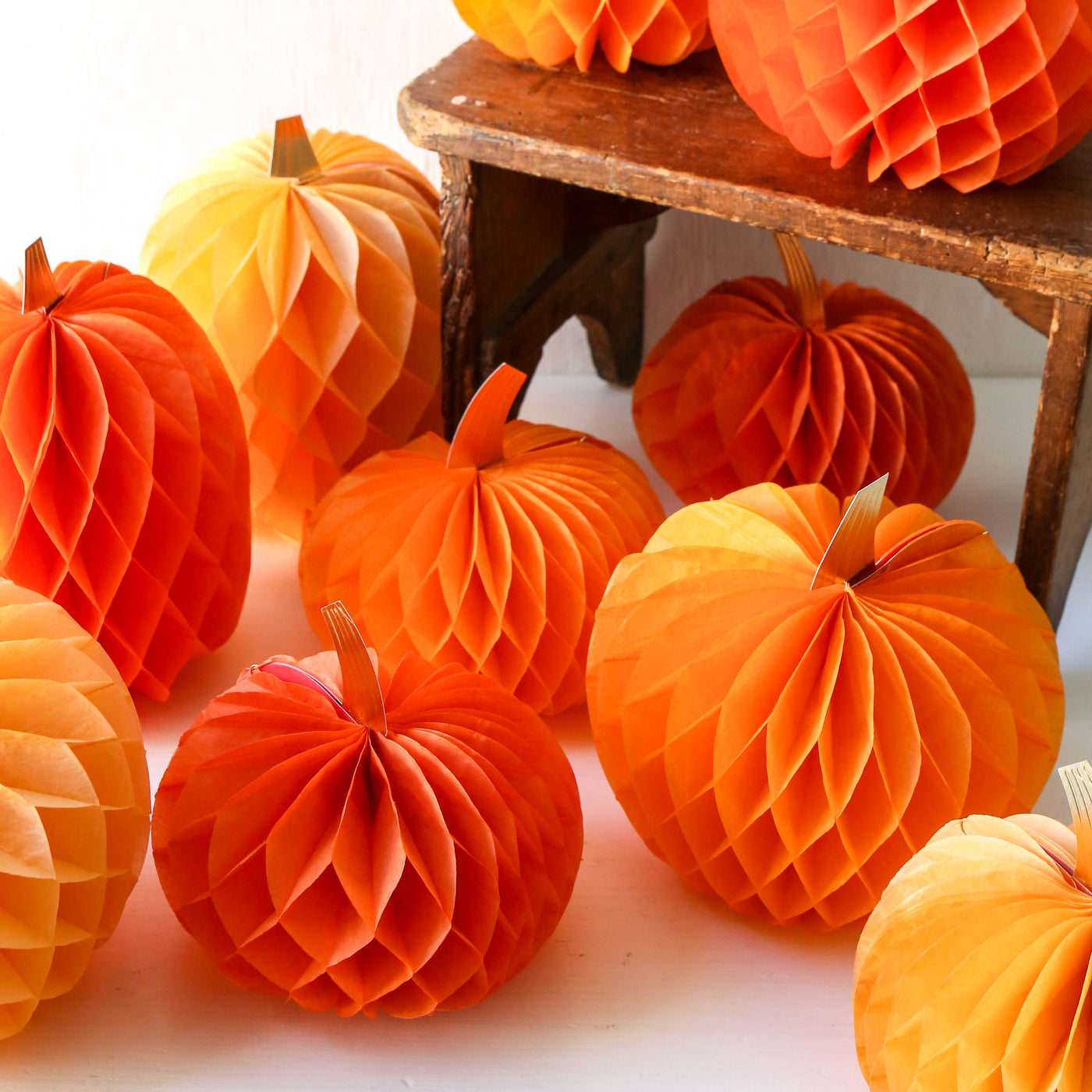 Honeycomb Pumpkins - Pack of Ten
