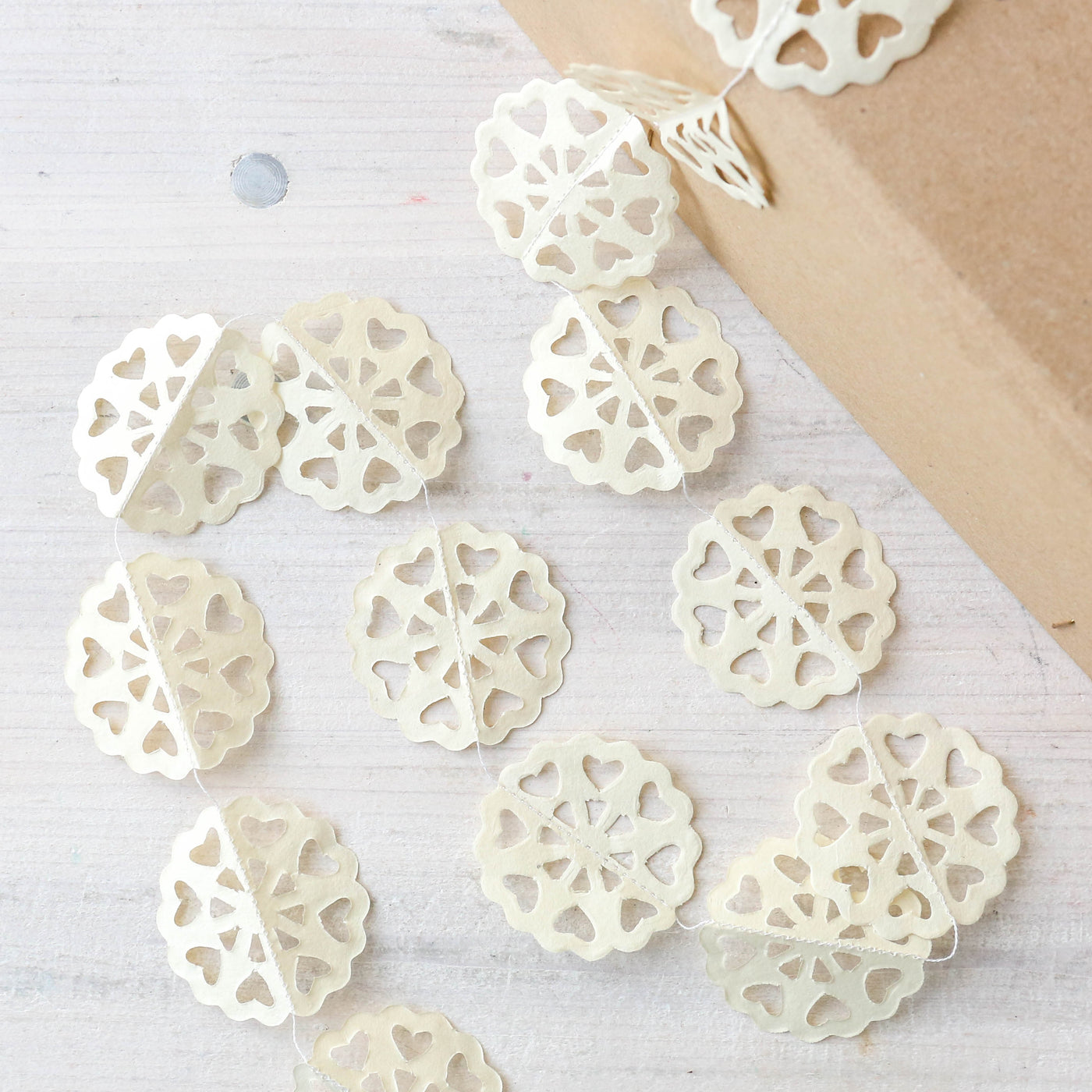 'Lace' Stitched Paper Garland - White
