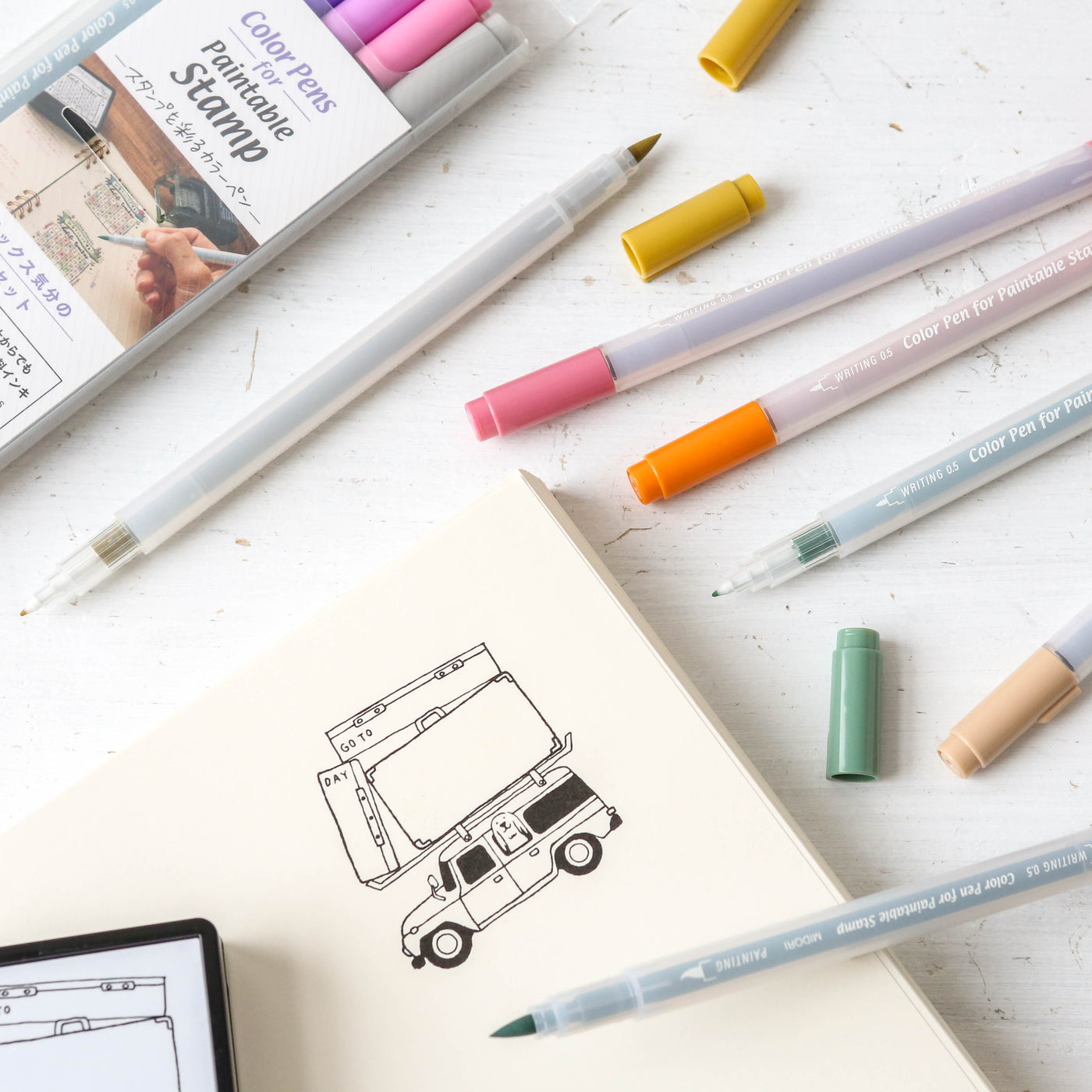 Coloured Pens for Midori Paintable Stamps