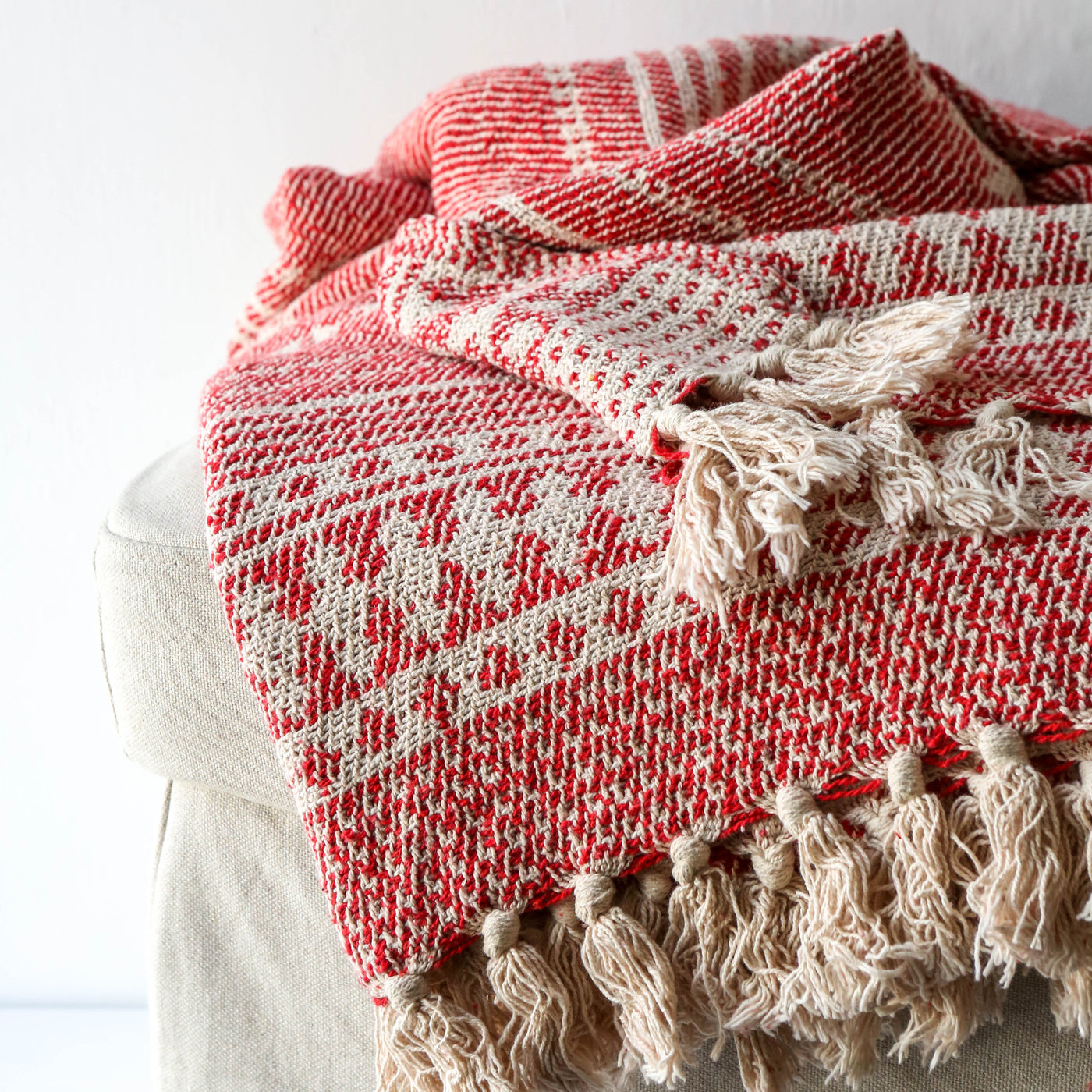 Oia Recycled Cotton Throw - Red