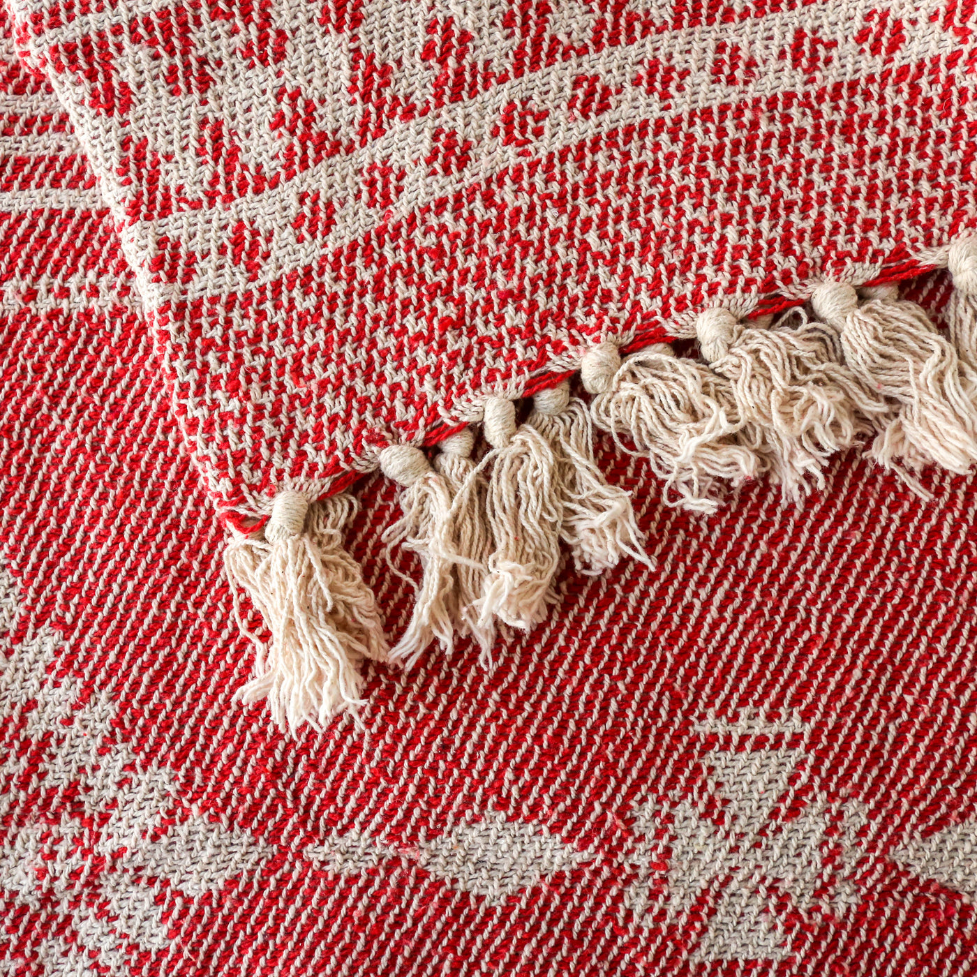 Oia Recycled Cotton Throw - Red