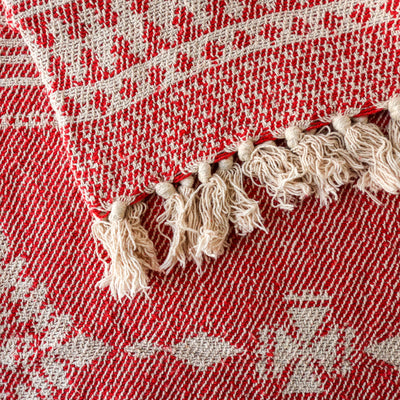 Oia Recycled Cotton Throw - Red