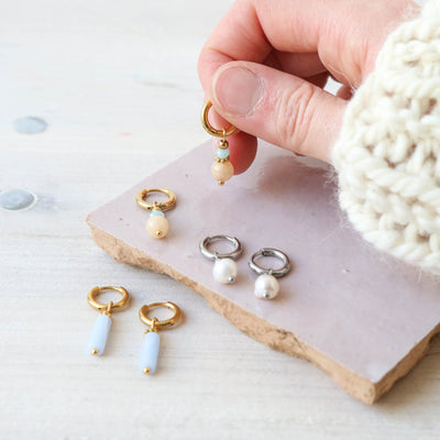 Freshwater Pearl Hoop Earrings - Silver