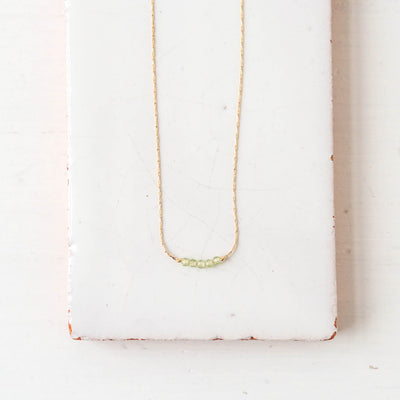 Jonit Dainty Gold Necklace - Olive Quartz