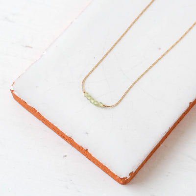 Jonit Dainty Gold Necklace - Olive Quartz