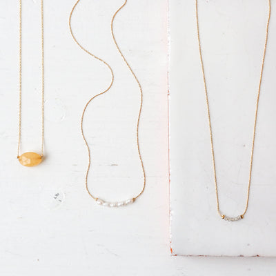 Jonit Dainty Gold Necklace - White Pearl