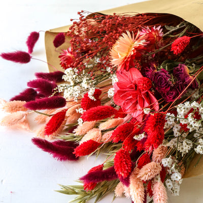 Extra Large Festive Dried Flower Bouquet - Red