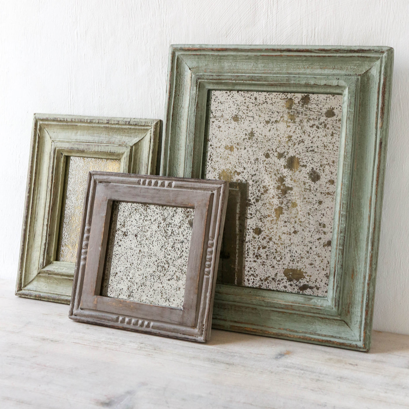 Small Distressed Rustic Mirror - Green