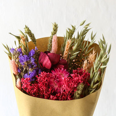 Small Dried Flower Bouquet - Burgundy