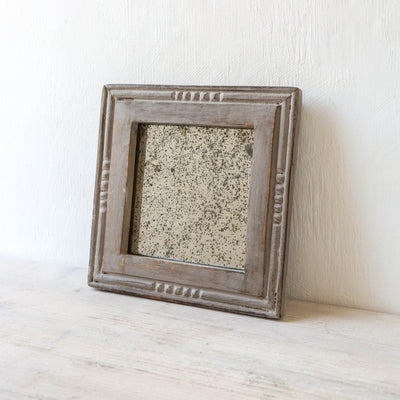 Small Distressed Rustic Mirror - Grey