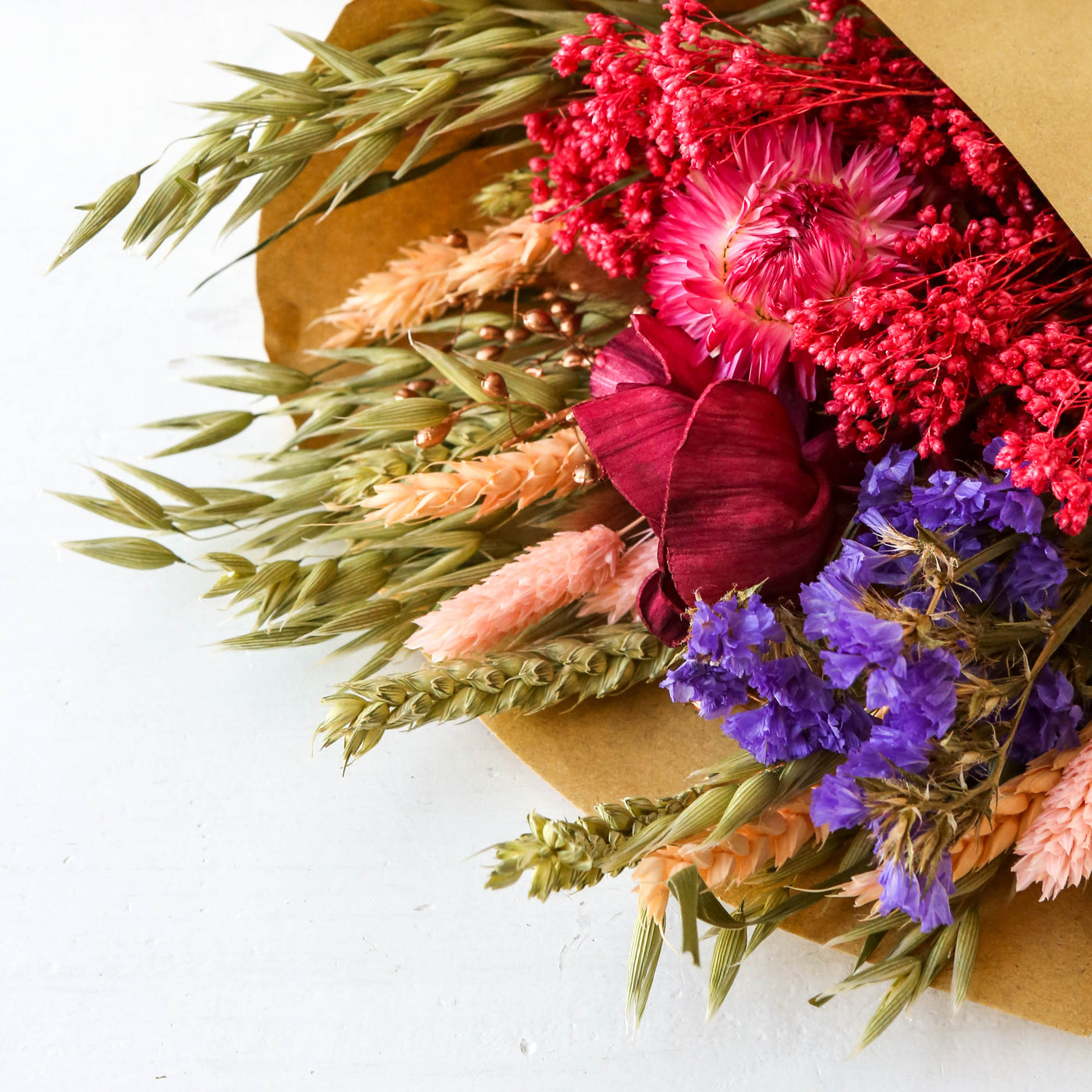 Small Dried Flower Bouquet - Burgundy