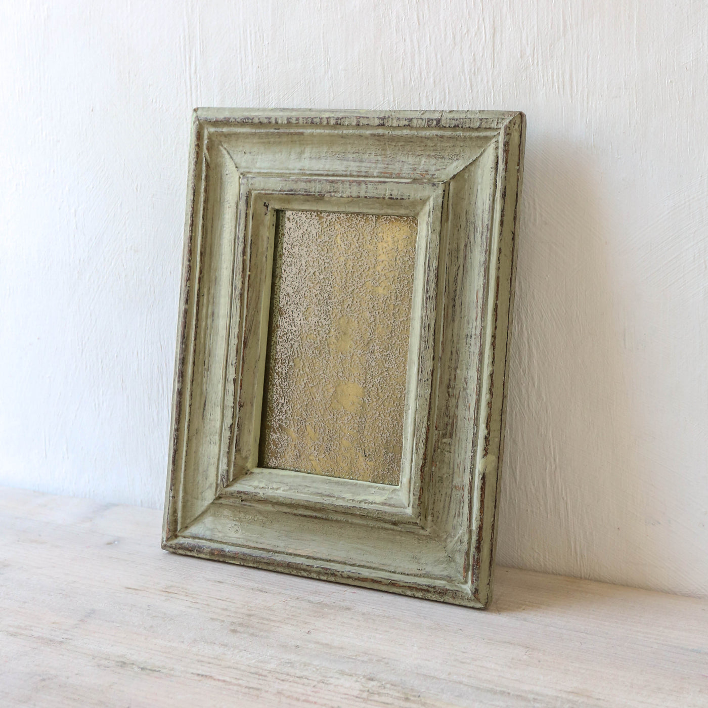 Small Distressed Rustic Mirror - Green