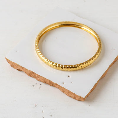 Domed Hammered Brass Bangle