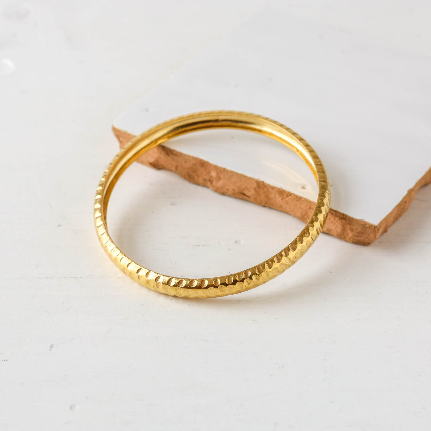 Domed Hammered Brass Bangle