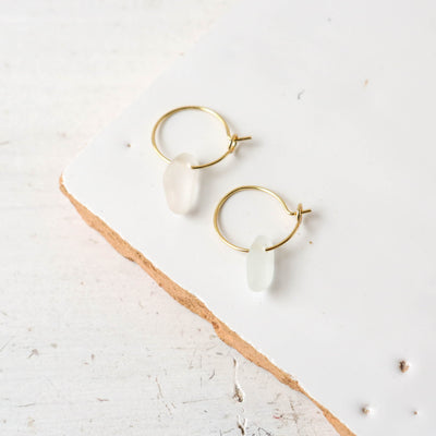Sea Glass & Gold Small Hoop Earrings