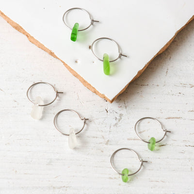 Sea Glass & Silver Small Hoop Earrings
