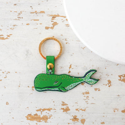 Humpback Whale Shaped Leather Keyring