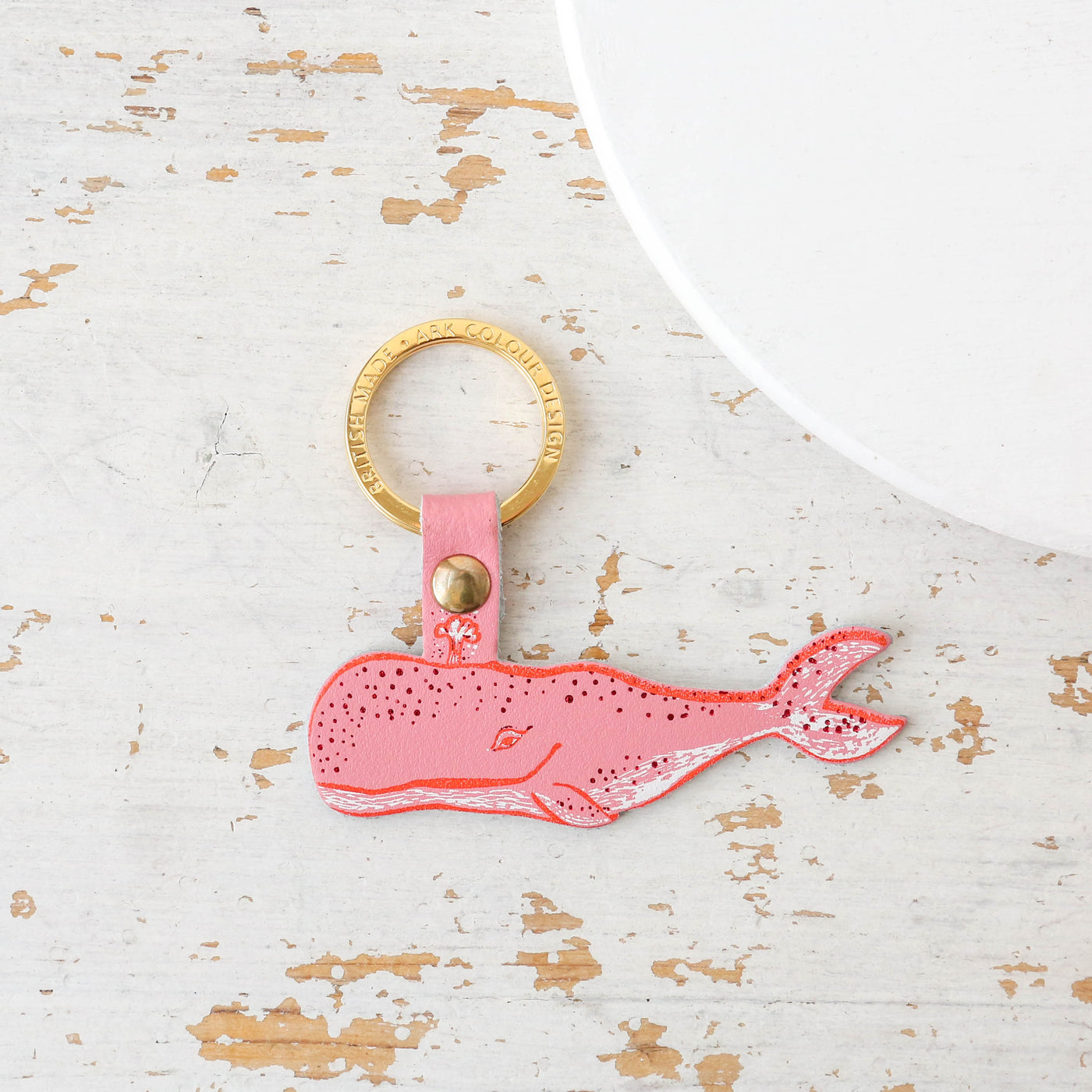 Humpback Whale Shaped Leather Keyring