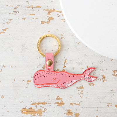 Humpback Whale Shaped Leather Keyring