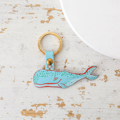 Humpback Whale Shaped Leather Keyring