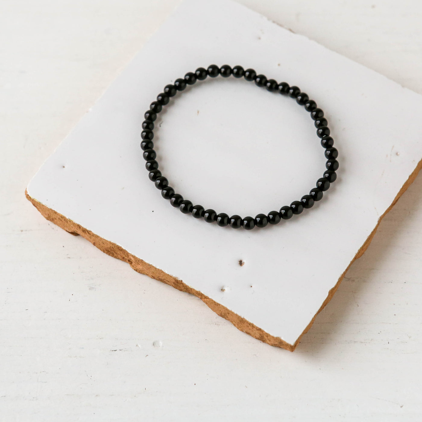 Gemstone Bead Stretch Bracelet - 4mm Beads